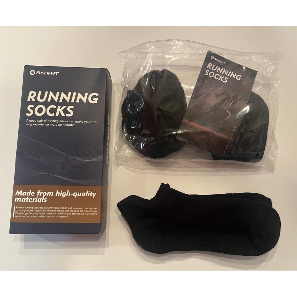 Rahhint 3 Pair Running Socks Mohair Compression Arch Reinforced Heel Toe‎ Large